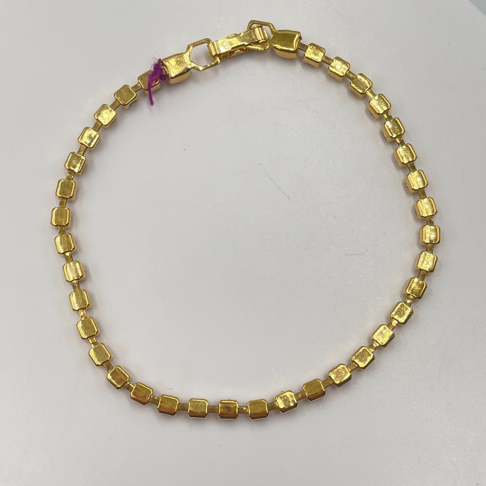 Vintage Y2K Gold Tone Amber Topaz Clear Rhinestone Alternating Tennis Bracelet