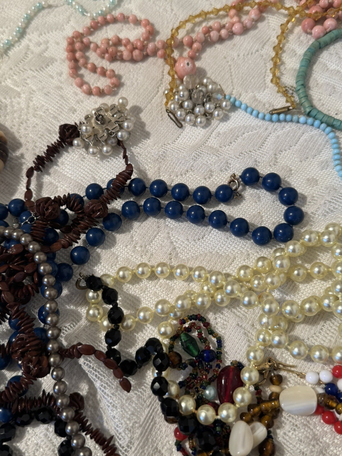Vtg Junk Jewelry Lot- Most Wearable Beads, Shells, Different Beaded Materials