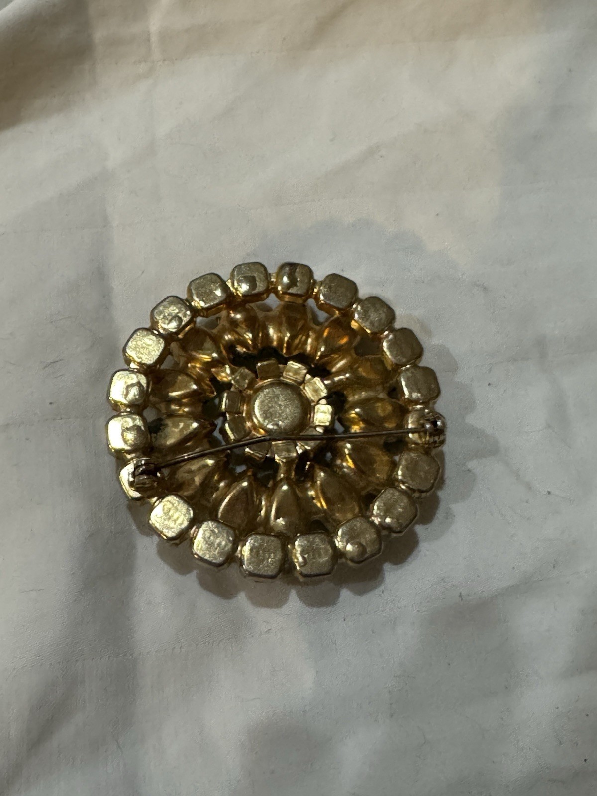 Lime Green Incandescent Rhinestone Pin Brooch Vintage Retro 1960s 2in Wide