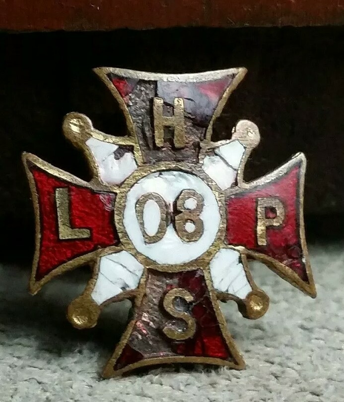 Vintage Metal pin with letters H L P S