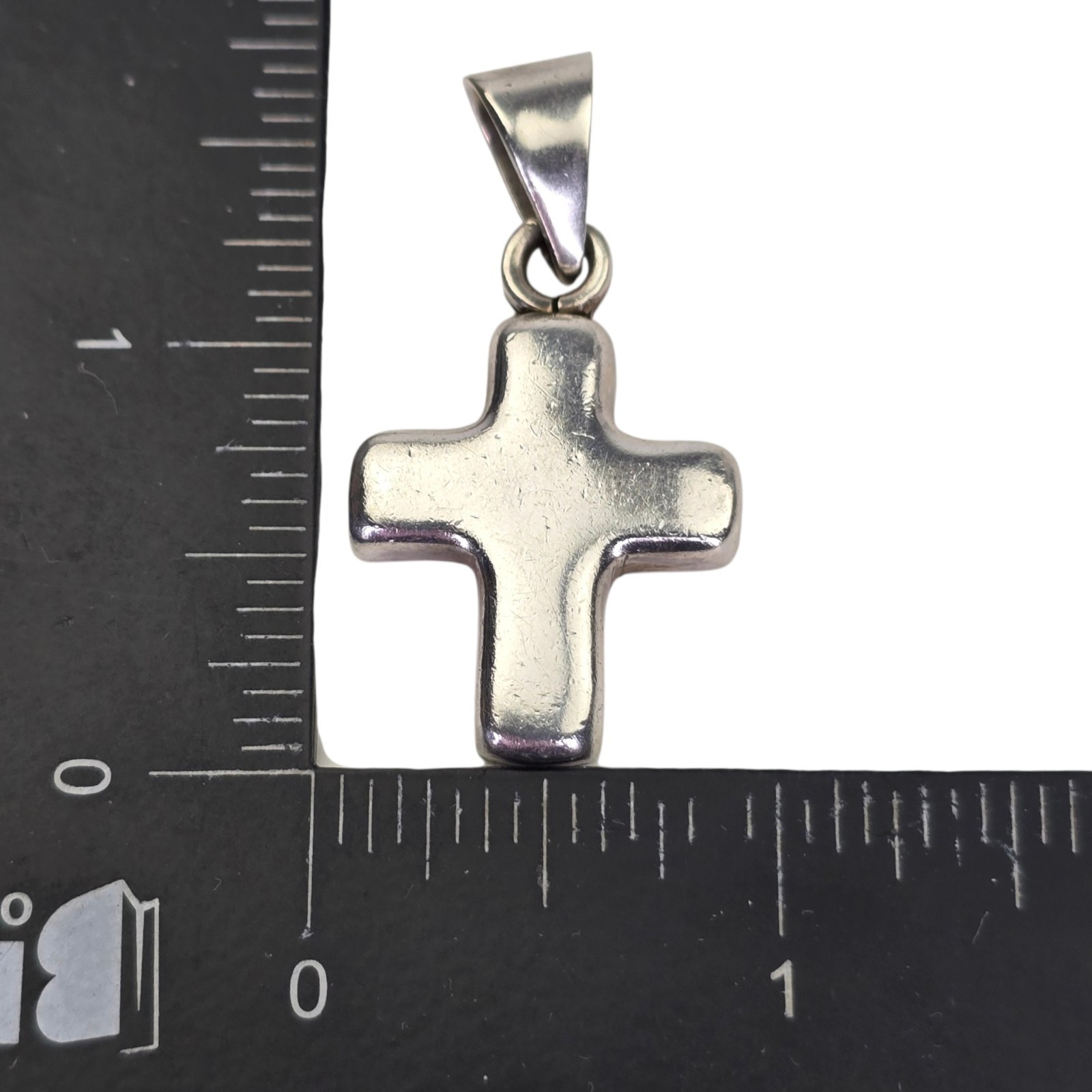 Vintage 925 Sterling Silver Taxco Mexico Cross Modern Puffy Pendant