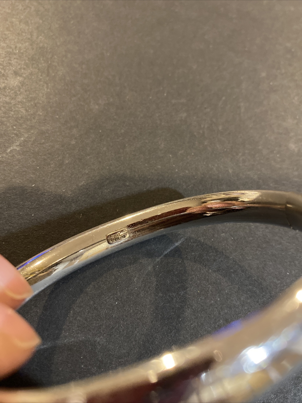 Vintage Sterling Silver Engraved Bangle Bracelet – Signed Rine