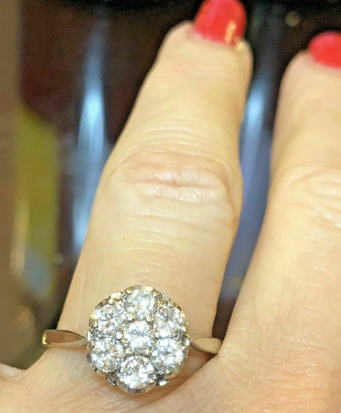 1.75CTW White Round Moissanite Multi Stone Vintage Wedding 14K White Gold Ring