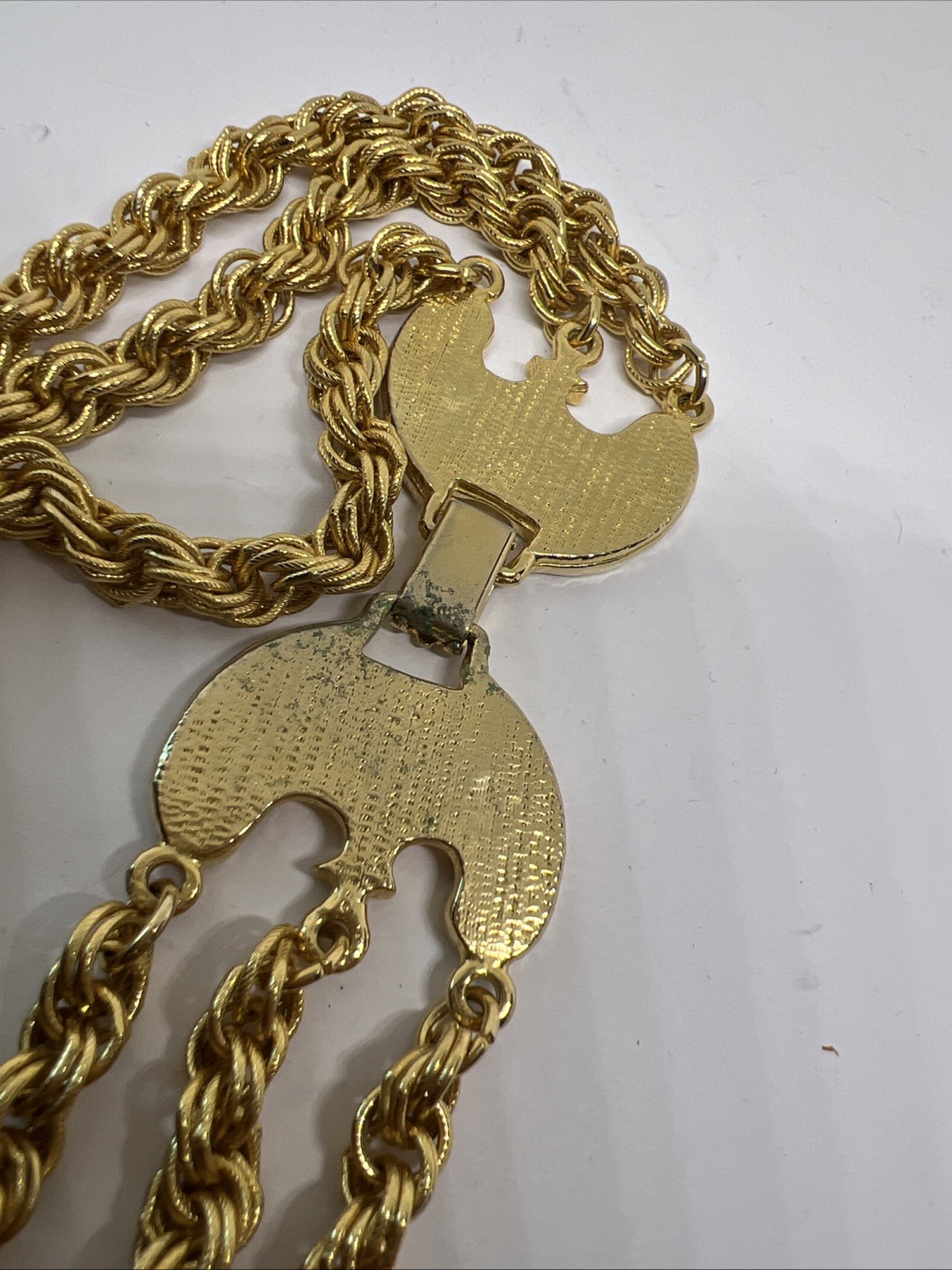 French Couture Gold Plate Etruscan Lariat Statement Necklace