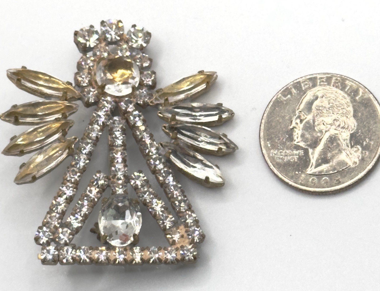 Vintage Czech Angel Brooch Art Deco 1925-1950s, Crystal & Glass: RARE OOAK