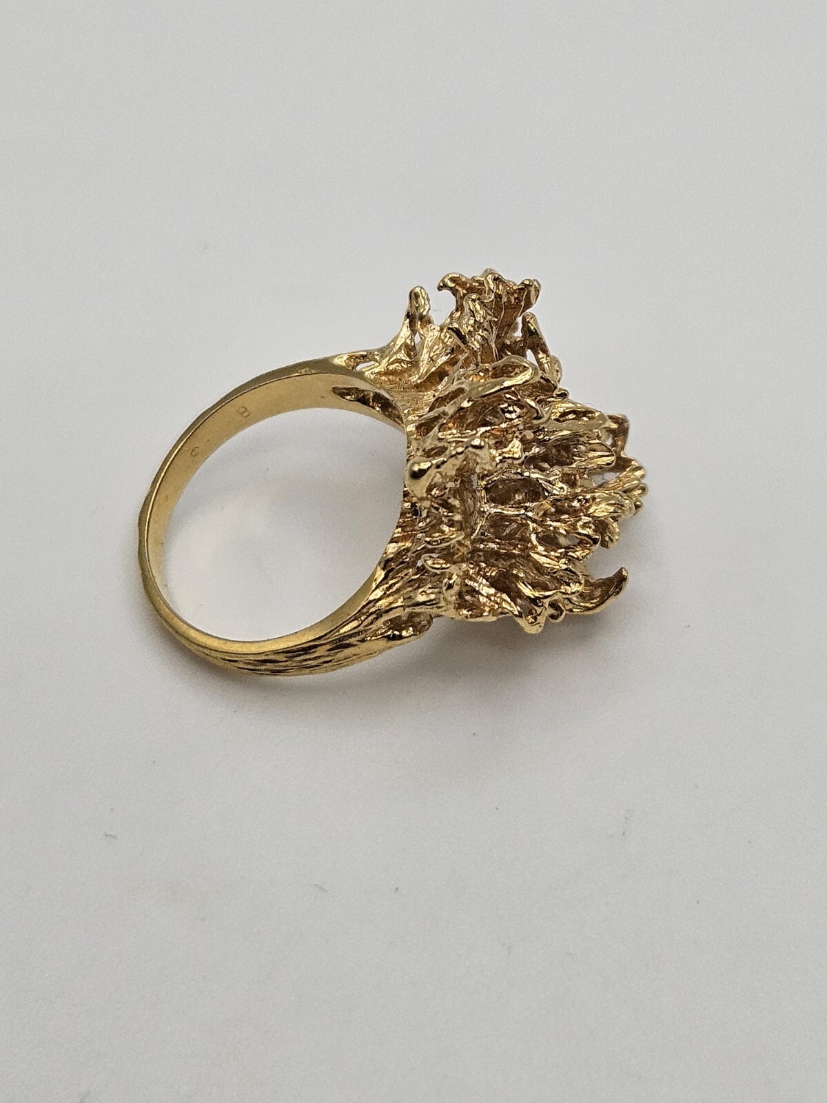 Vintage Modernist Brutalist Gold Tone Finish Over Brass Chunky Ring Size 6