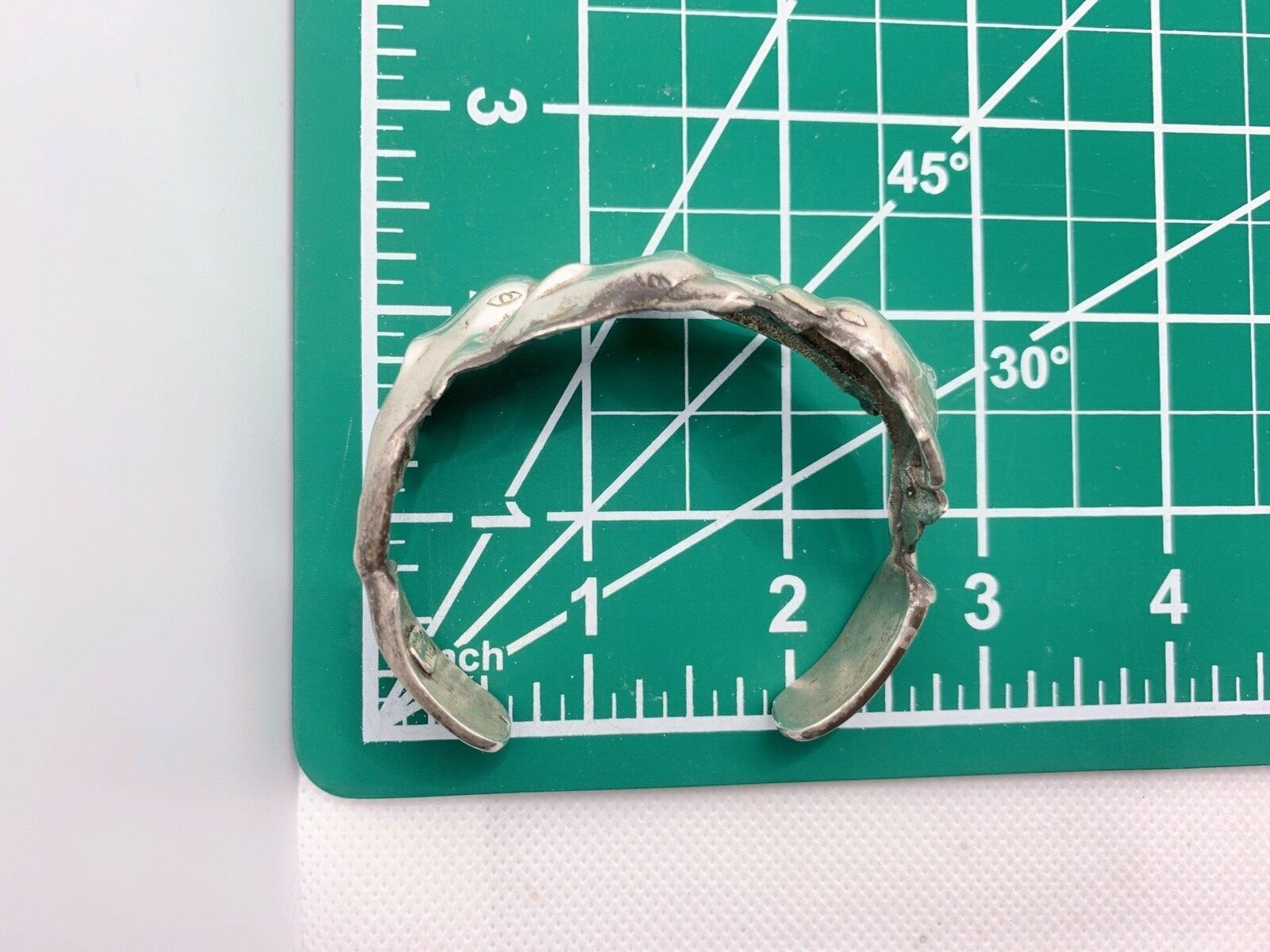 VTG Signed TH.Bush Sterling Silver Dolphin Wave Cuff Bracelet 45g #bda