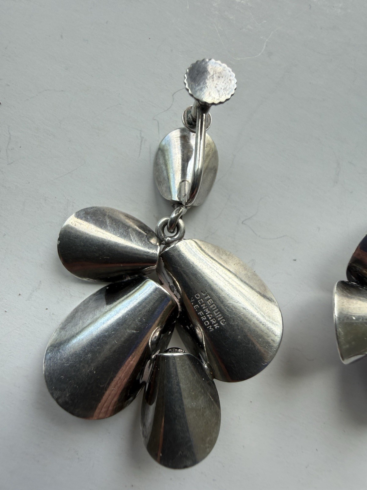 STERLING SILVER N.E. FROM DENMARK EARRINGS SIGNED SCREWBACK VINTAGE