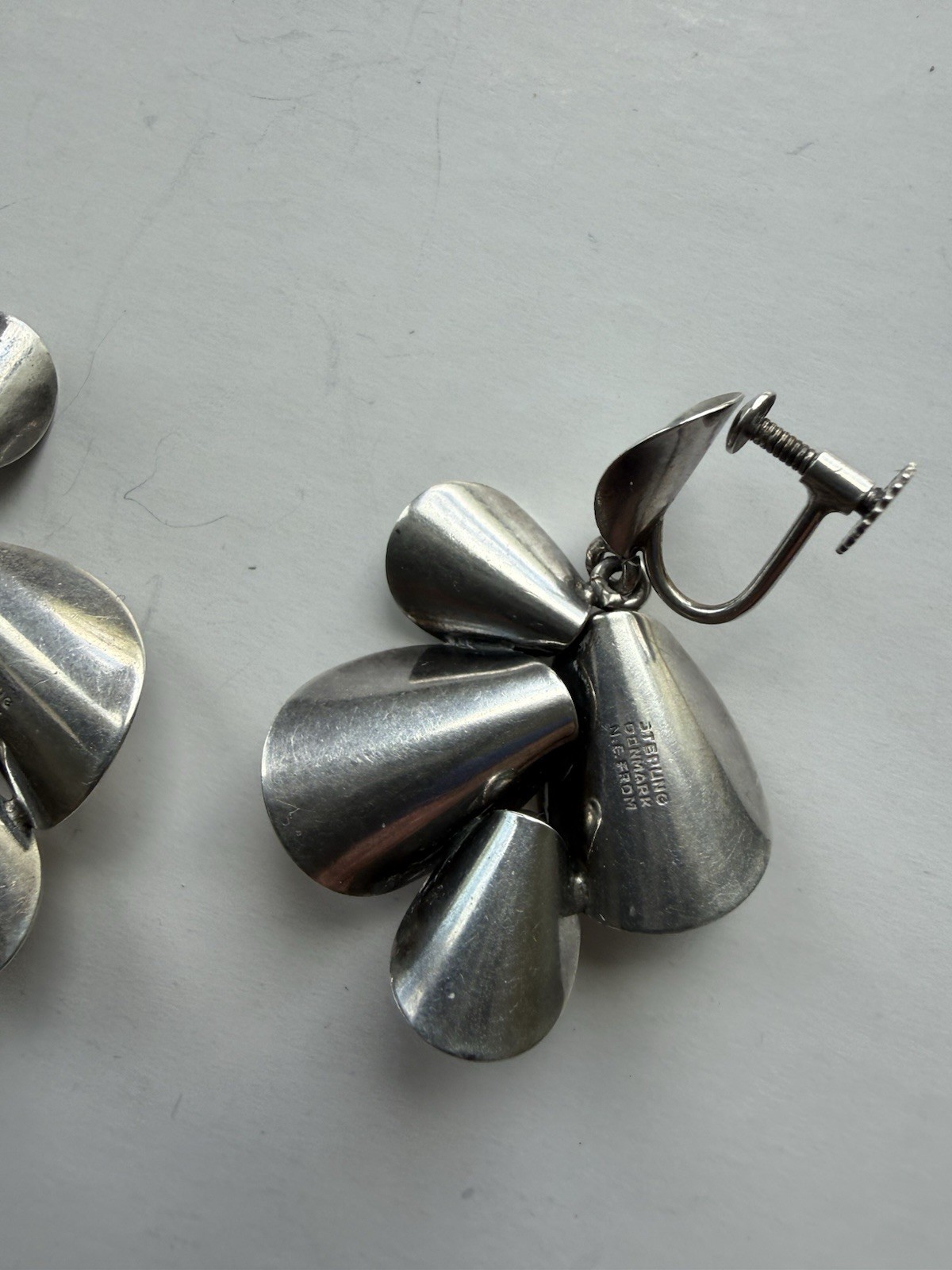 STERLING SILVER N.E. FROM DENMARK EARRINGS SIGNED SCREWBACK VINTAGE