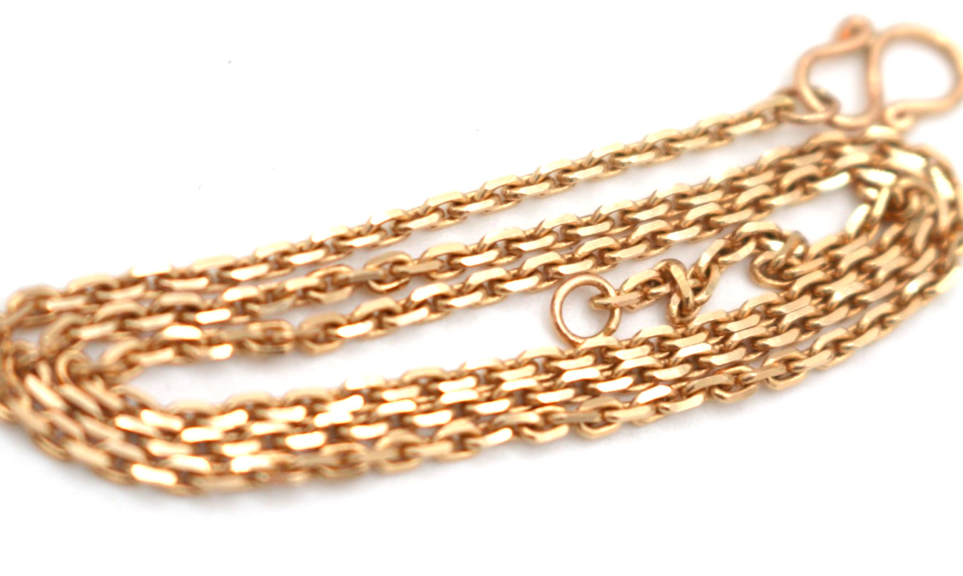 Vintage 18K Yellow Gold Polished Faceted Cable Link Chain Necklace 14″ 5.23g