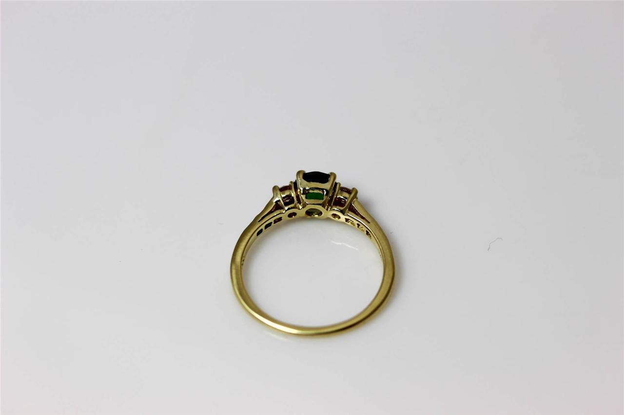 18K Yellow Gold 1/2ct Vivid Green Natural Emerald .35ctw Diamond Ring 6.5 – 5260