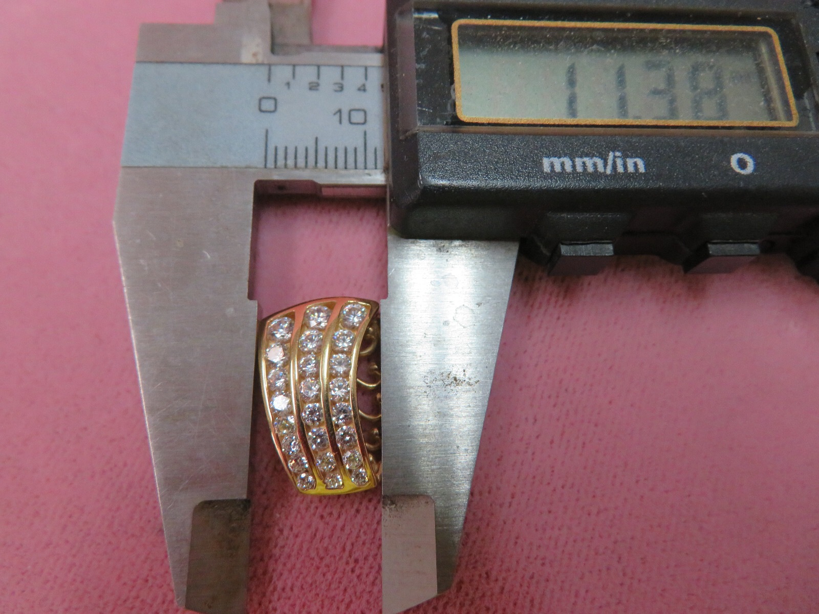 14K Solid Y. Gold Cubic Zirconia CZ Pendant Slide Charm 3.26 Grams