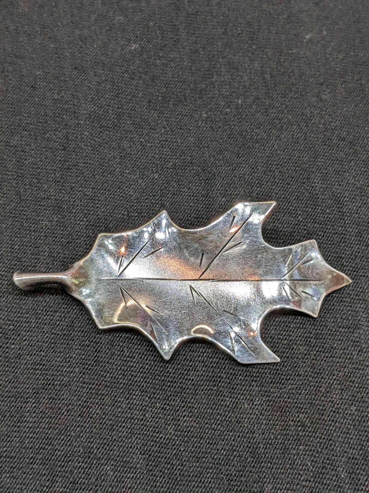 Vtg Sterling Silver Oak Leaf Brooch Pin Signed Mid Century Nature Jewelry