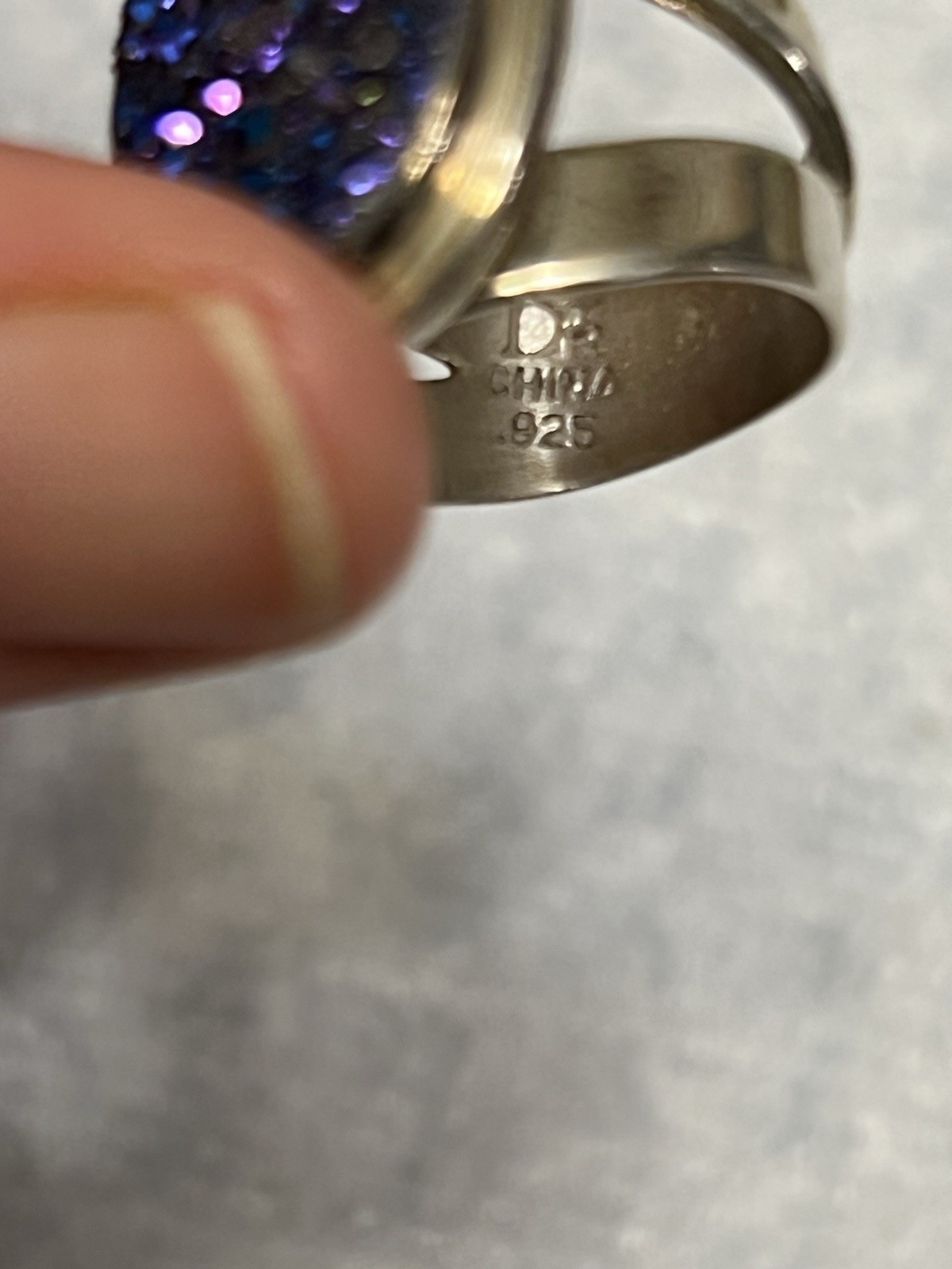VINTAGE SOUTHWESTERN JAY KING DTR 925 STERLING PURPLE BLUE DRUZY STONE RING 5.5”