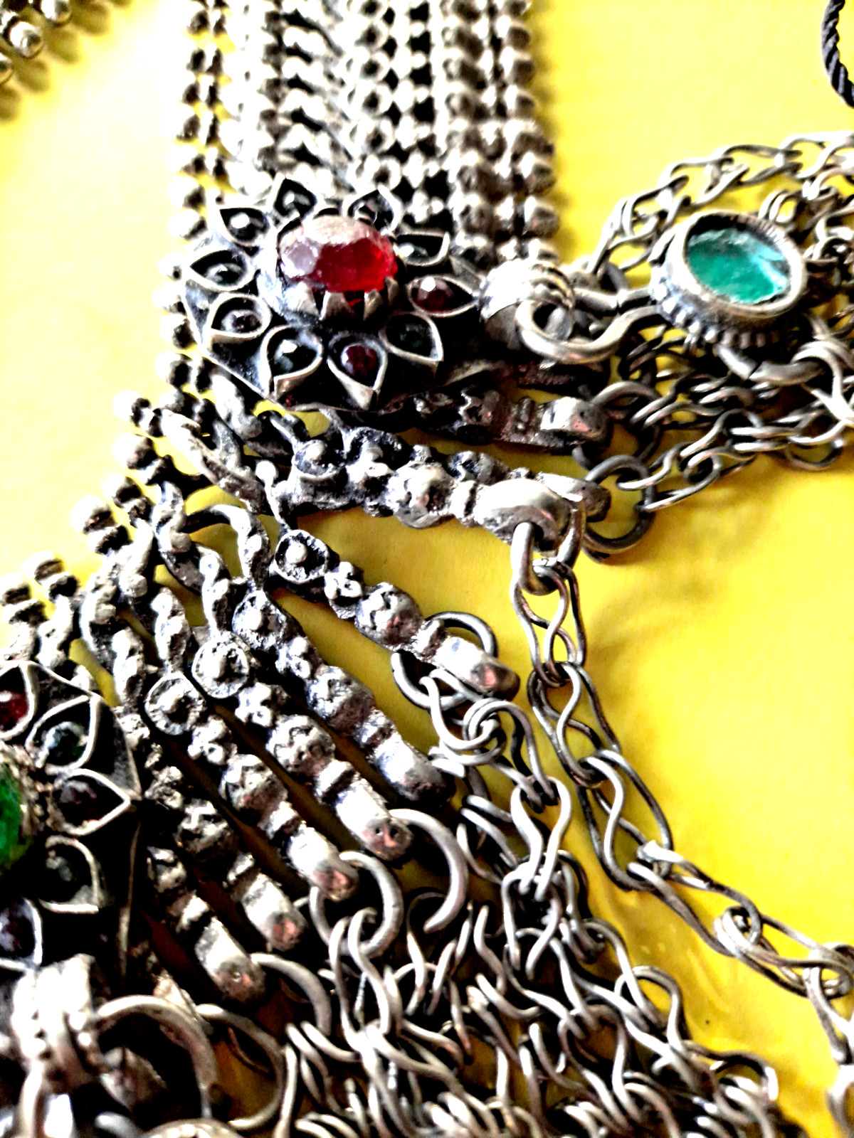 Vint Cascade Afghani Necklace Huge Fringe Afghanistan Necklace Heavy Authentic