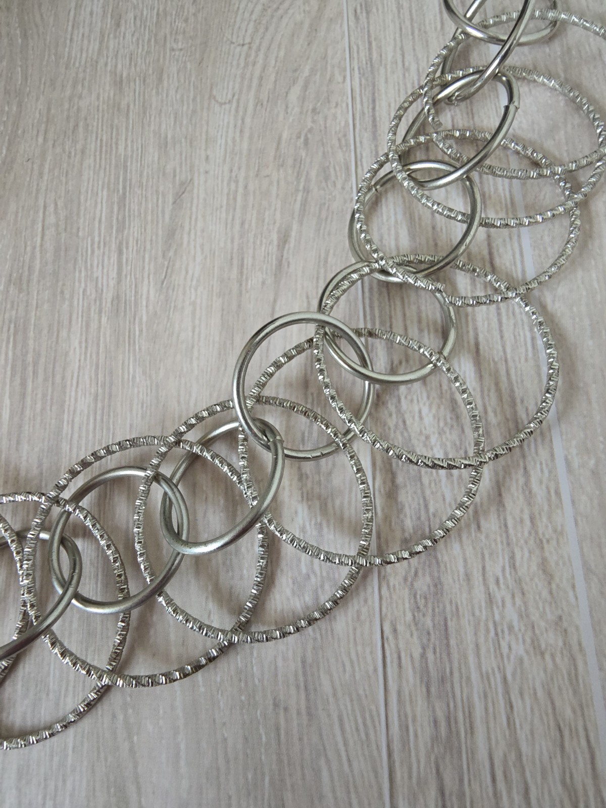Vintage 1990s Silvertone Large Circle Chain Link Long Necklace