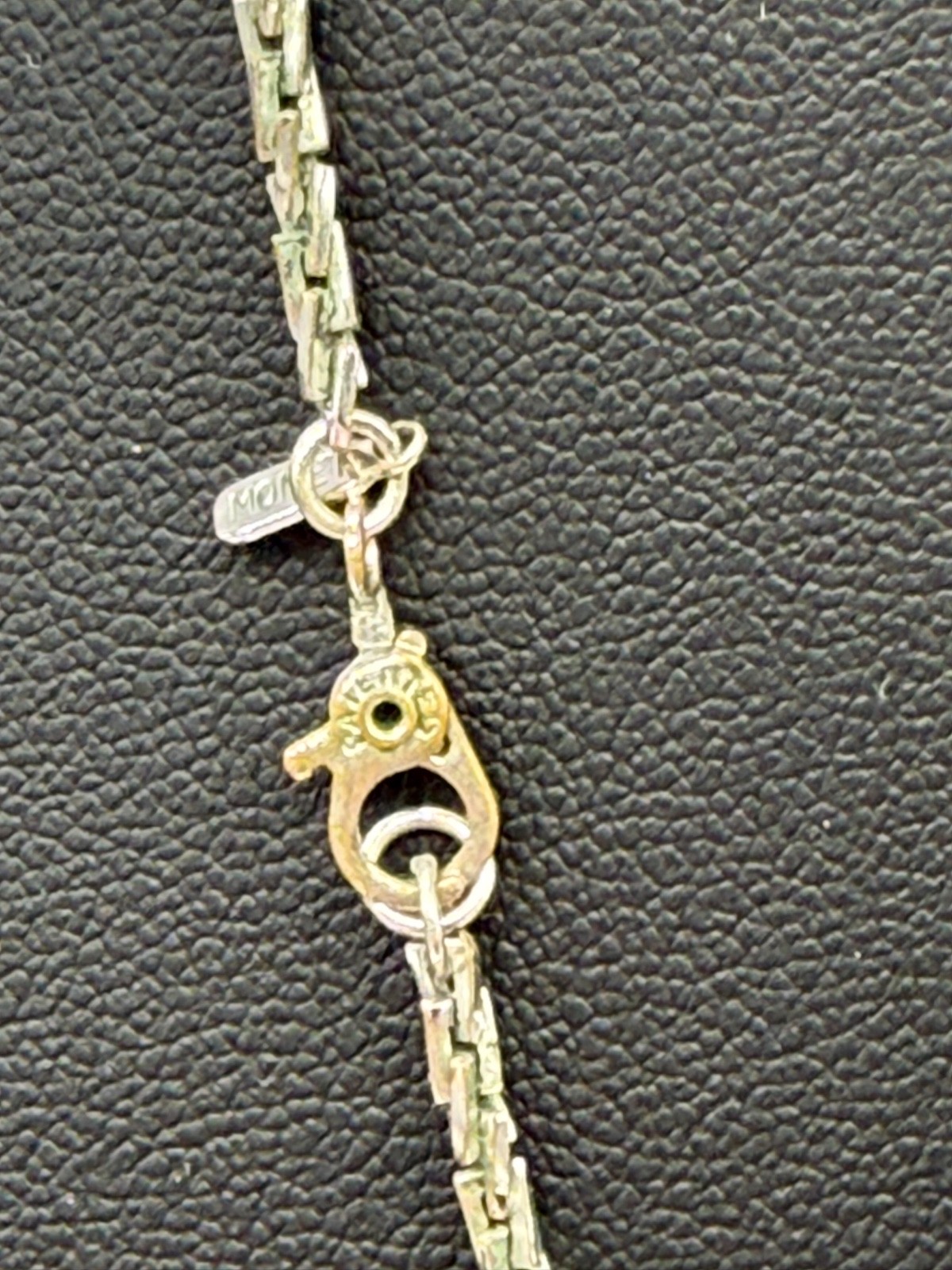 Vintage Monet Necklace Square Link Chain Silver Tone 18″ w/ Sister Clasp Signed