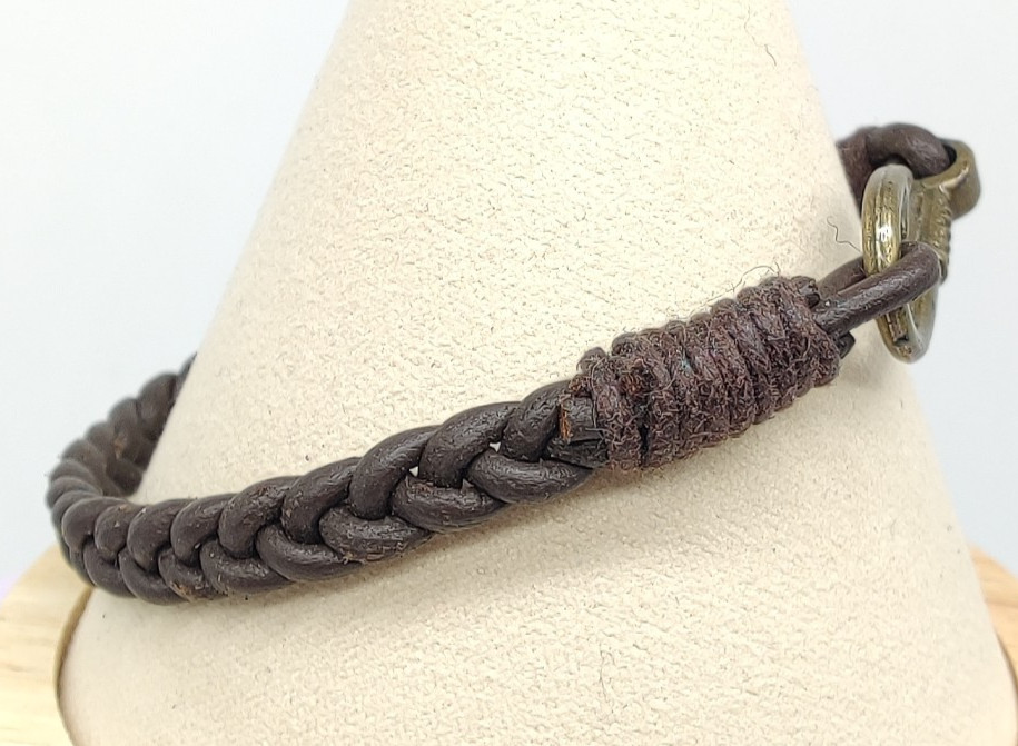 Beautiful Fashion Bracelet Estate Sale Braided Leather Cord Fish Hook Unisex