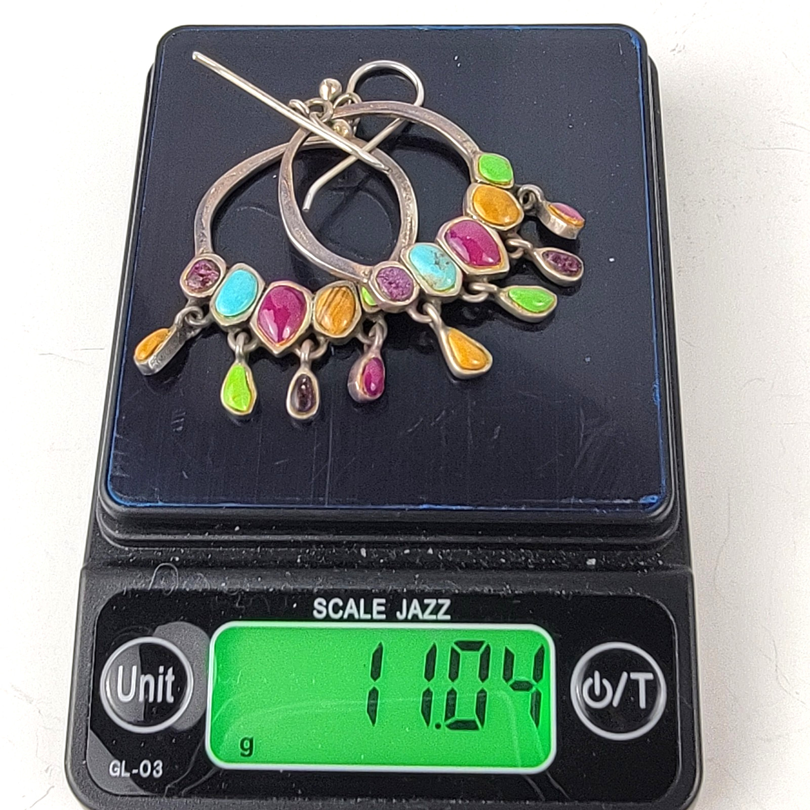 Vintage Barse Sterling Silver Multi Gemstone Earrings Artisan Dangle Turquoise