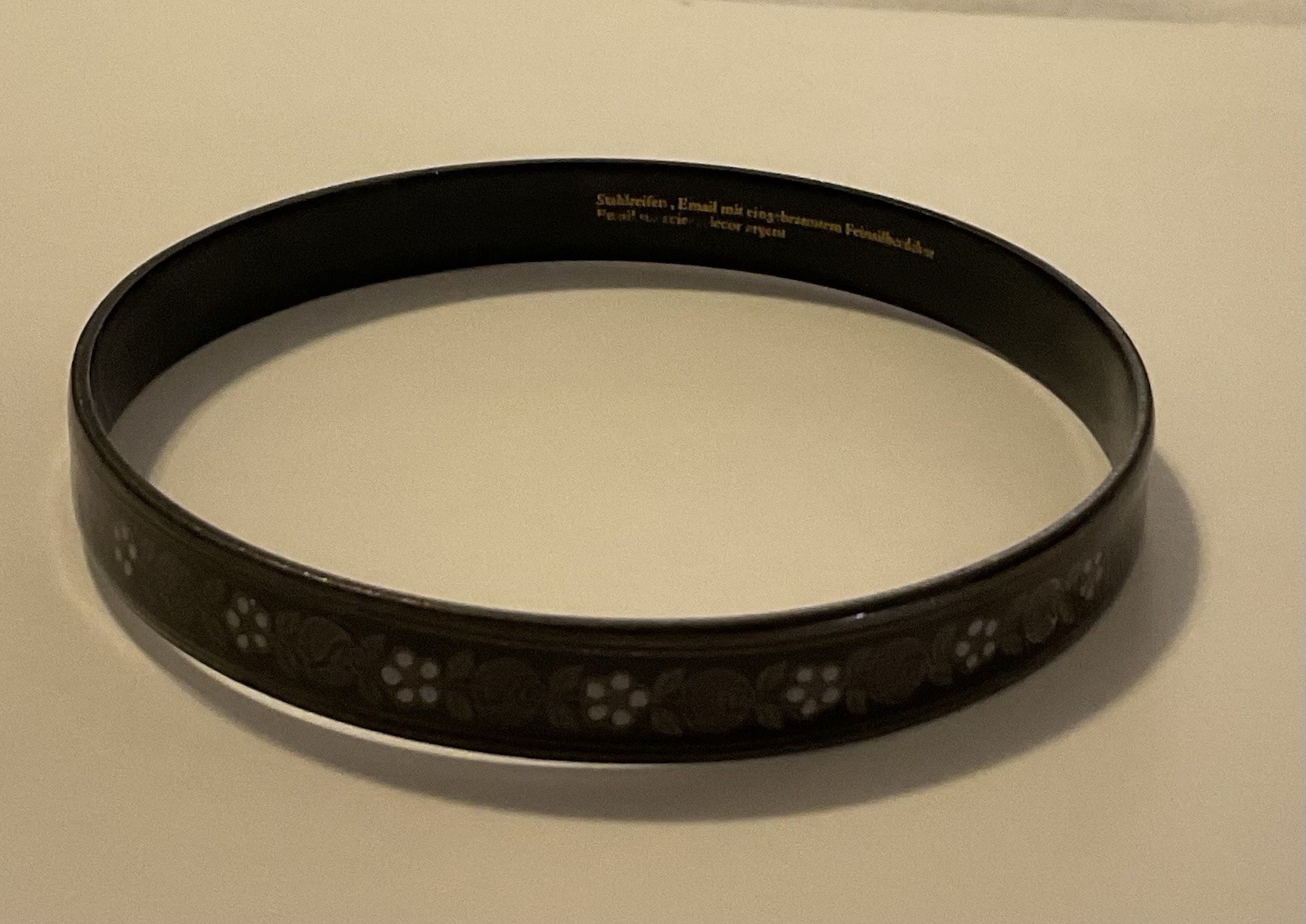Michael Frey Enamel Bangle With A Black Enamel Finish And Delicate Flowers