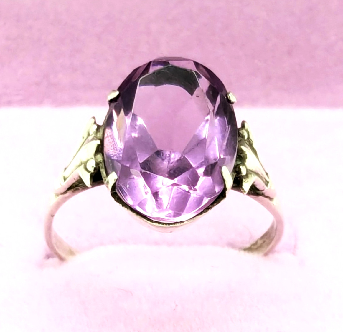 Vintage Soviet RING Silver⭐️875 Star stamp with Amethyst -size: 7US (17mm) | #73