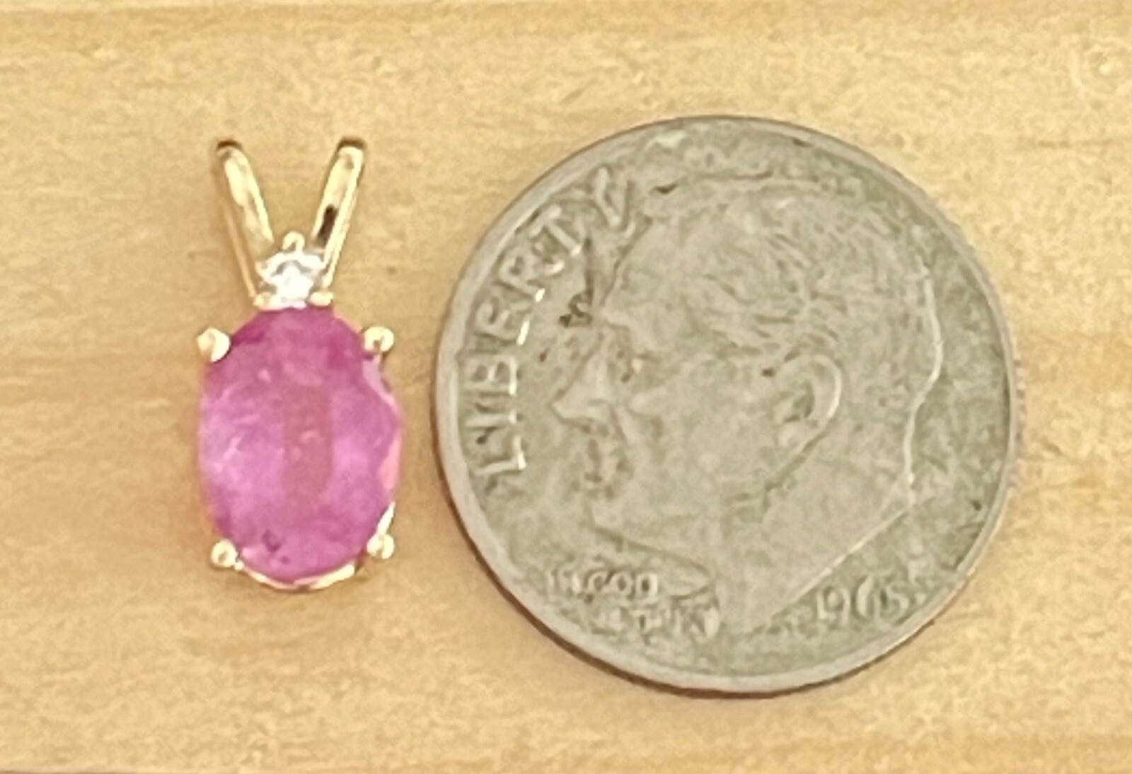 14k Yellow Pink Sapphire & Diamond Pendant (X37)