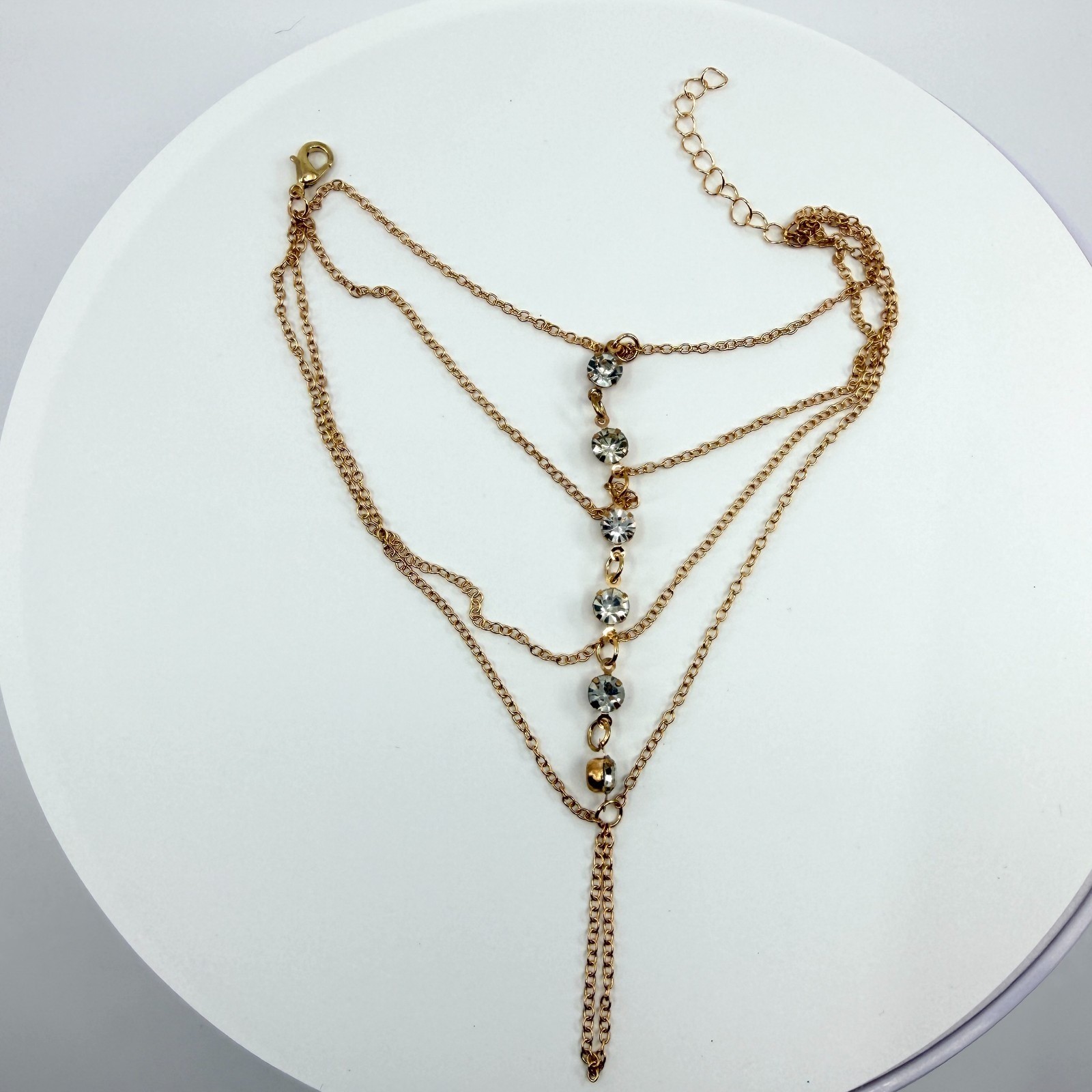 Vintage Gold Tone Layered Hand Chain Bracelet Slave Finger Ring Boho Retro 90s