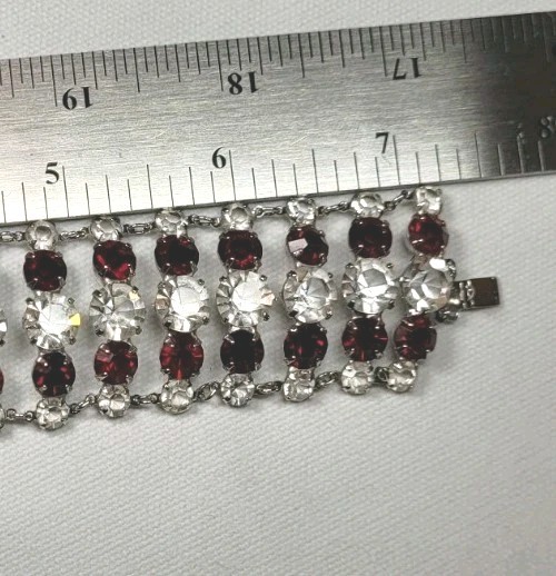 Elegant 7.5″ Estate Garnet & White Sapphire Color Bracelet 1/20 12k Gold 36.85gr