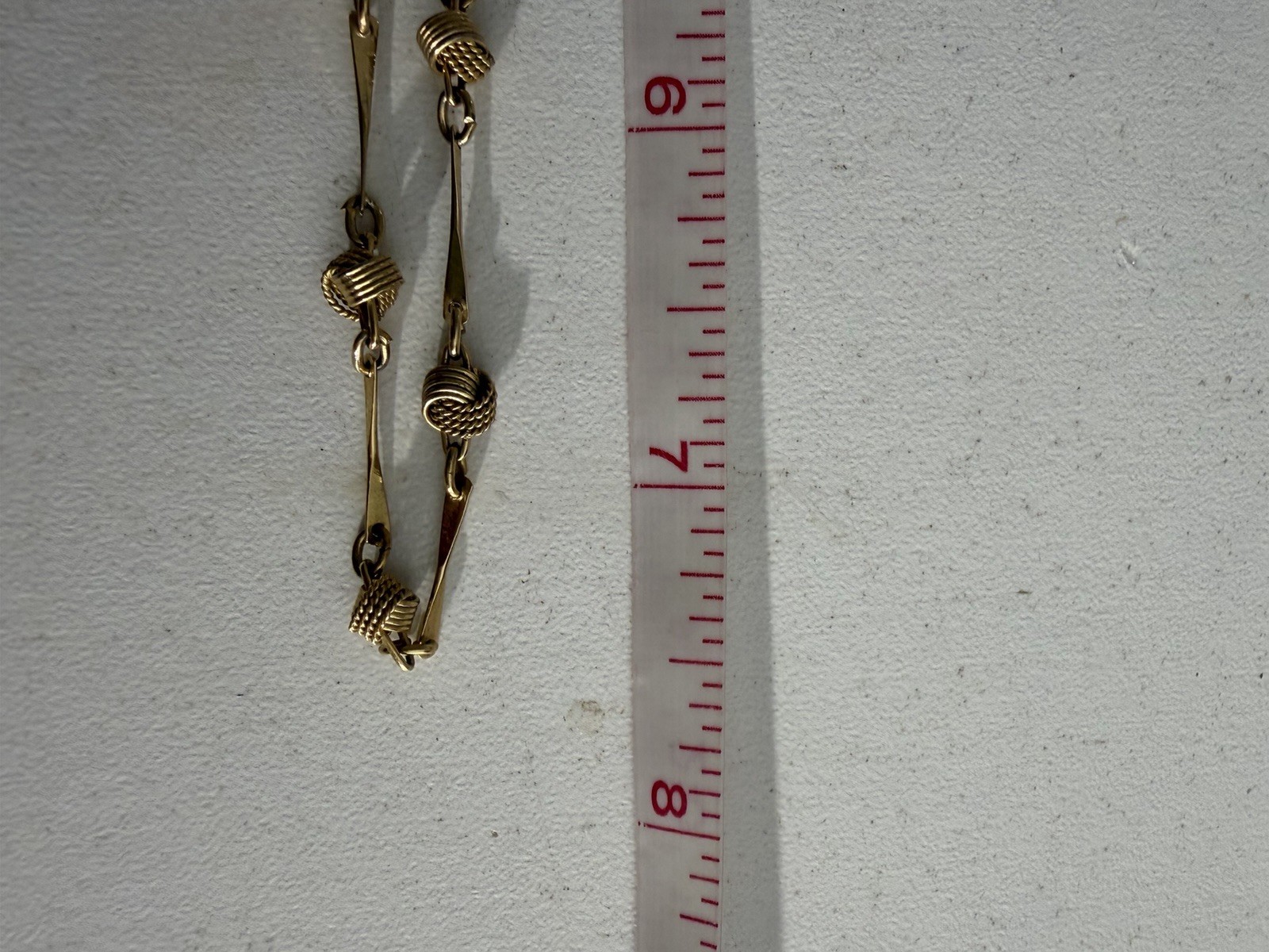 Gold Tone Yellow Gold Metal Station Bar Link Chain Necklace 15in No Stone