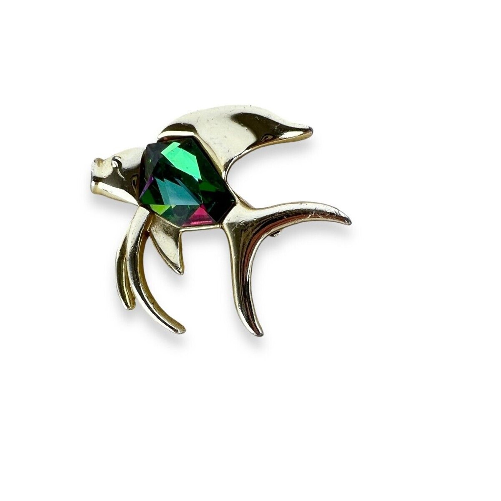 Sarah Coventry Brooch Tropicana Fish Pin Sparkly Faceted Stone Gold Tone Vintage
