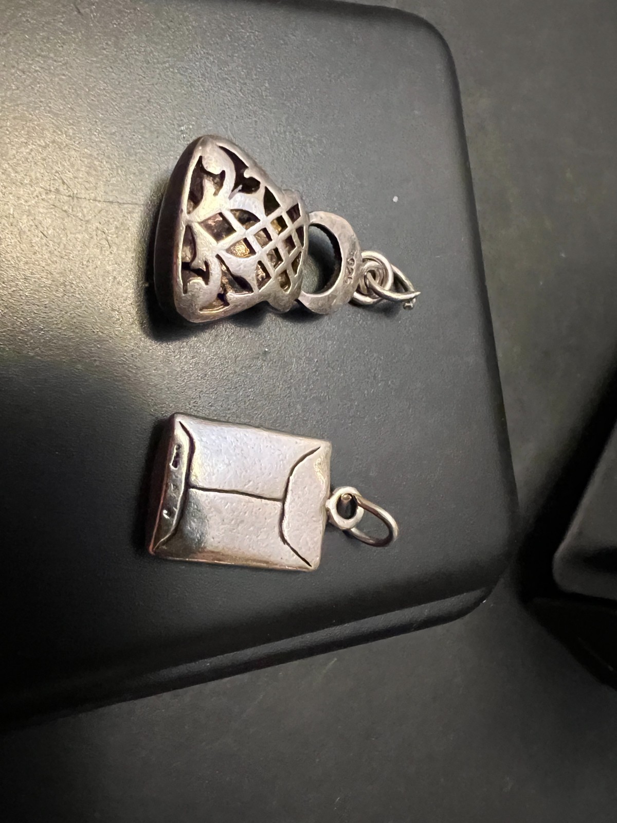 Sterling Silver Lot 2 Pendant Marcasite Purse and Seeds