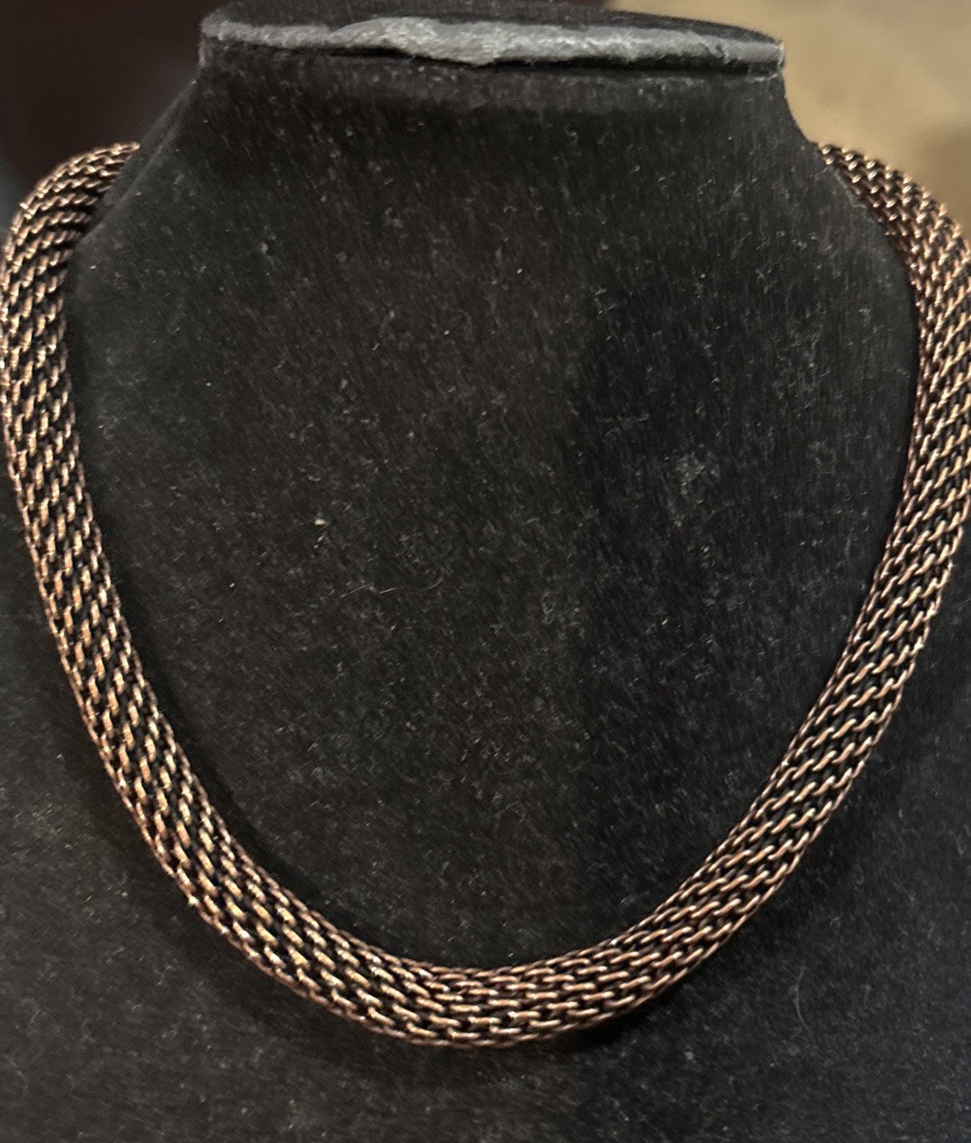 Vintage Copper Tone Mesh Necklace ( Not Copper) 16” Thick