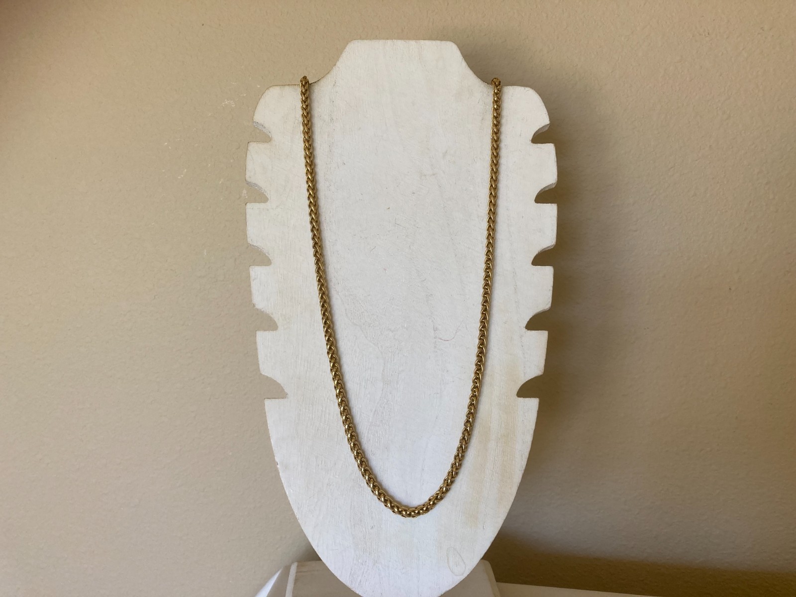 Vintage Gold Tone Wheat Chain Necklace – 37″/5mm
