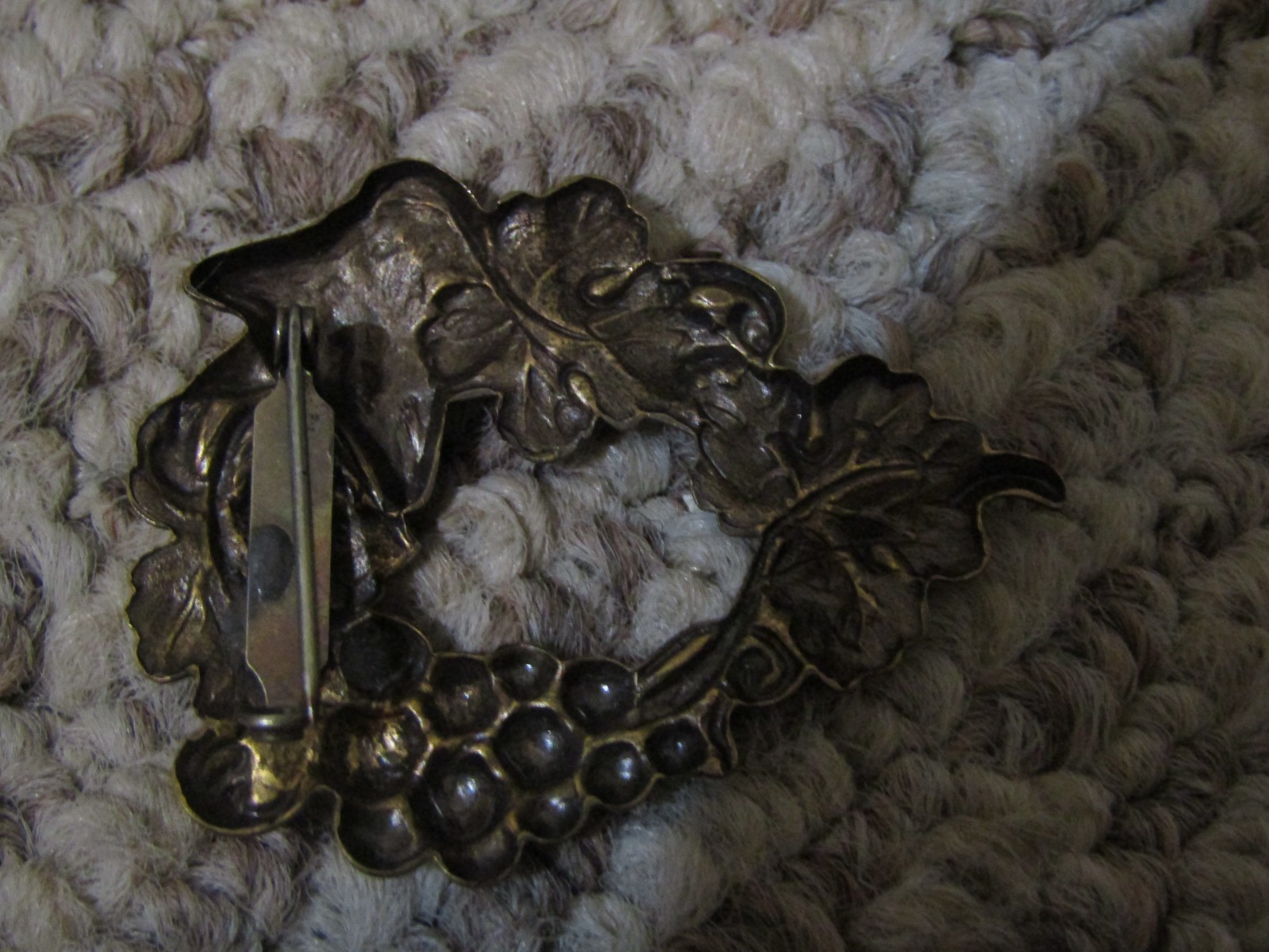 Beautiful Vintage Grapes with Leaves Brooch Pin No Makers Markings