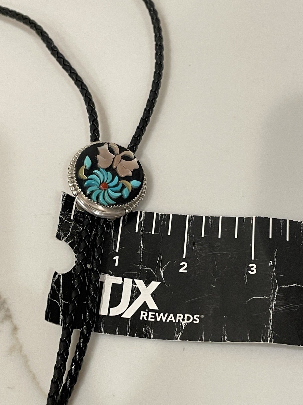 Vintage Zuni Sterling Silver Natural Multi-Stone Floral Inlay Bolo Tie 18”