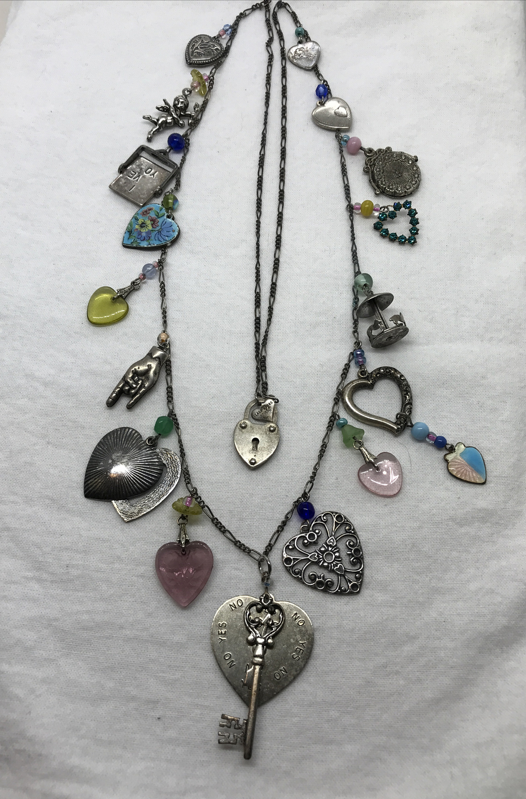 Vintage Glass Works Studio Glass & Silver Charms in Multi Colors Necklace 12