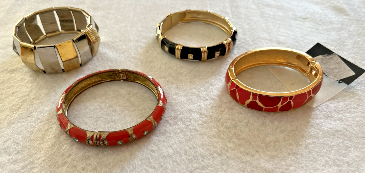 Lot of 4 Hinged Bangle Bracelets-SEE DESCRIPTION