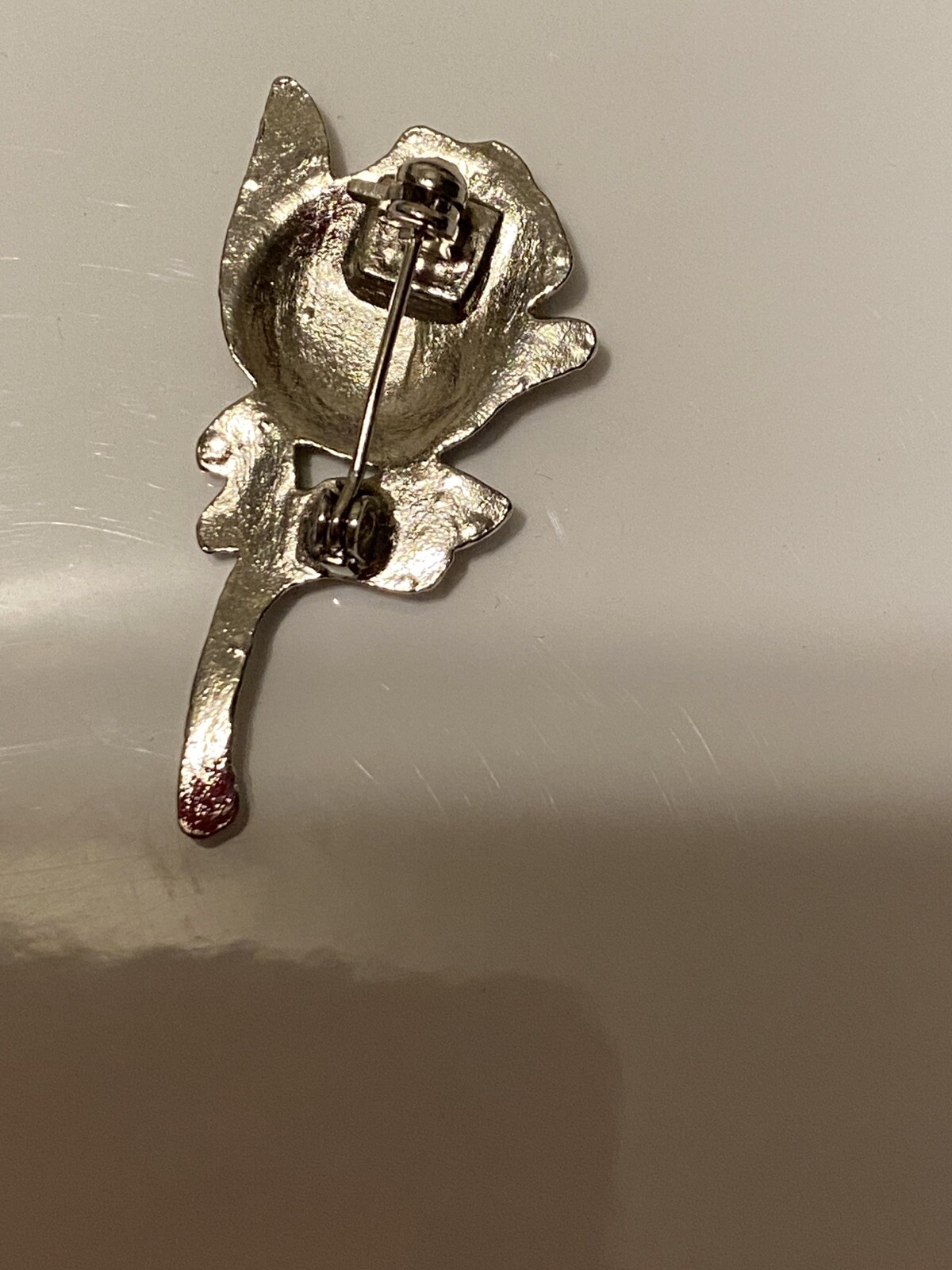 Pink Rose – Love – Beauty – Silver Tone Borders – Vintage Lapel Pin