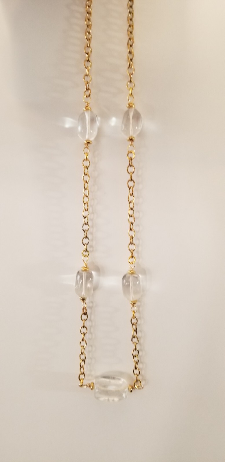Vtg elements Victorian Lozenge Rock Crystal Pool Of light Style Necklace Springr