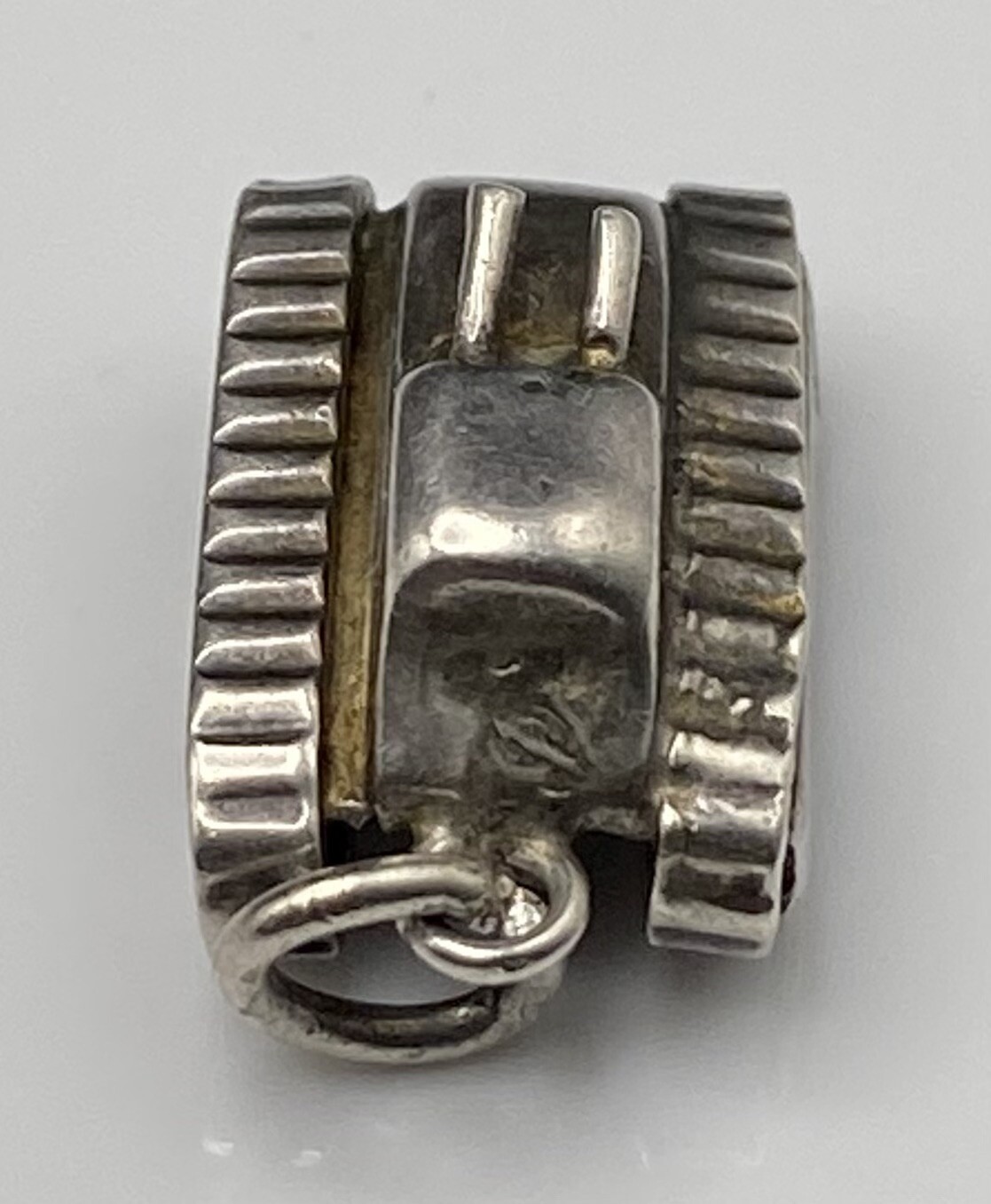 Vintage Sterling Silver Military Army War Tank Guns on Top Nice Detailed Charm