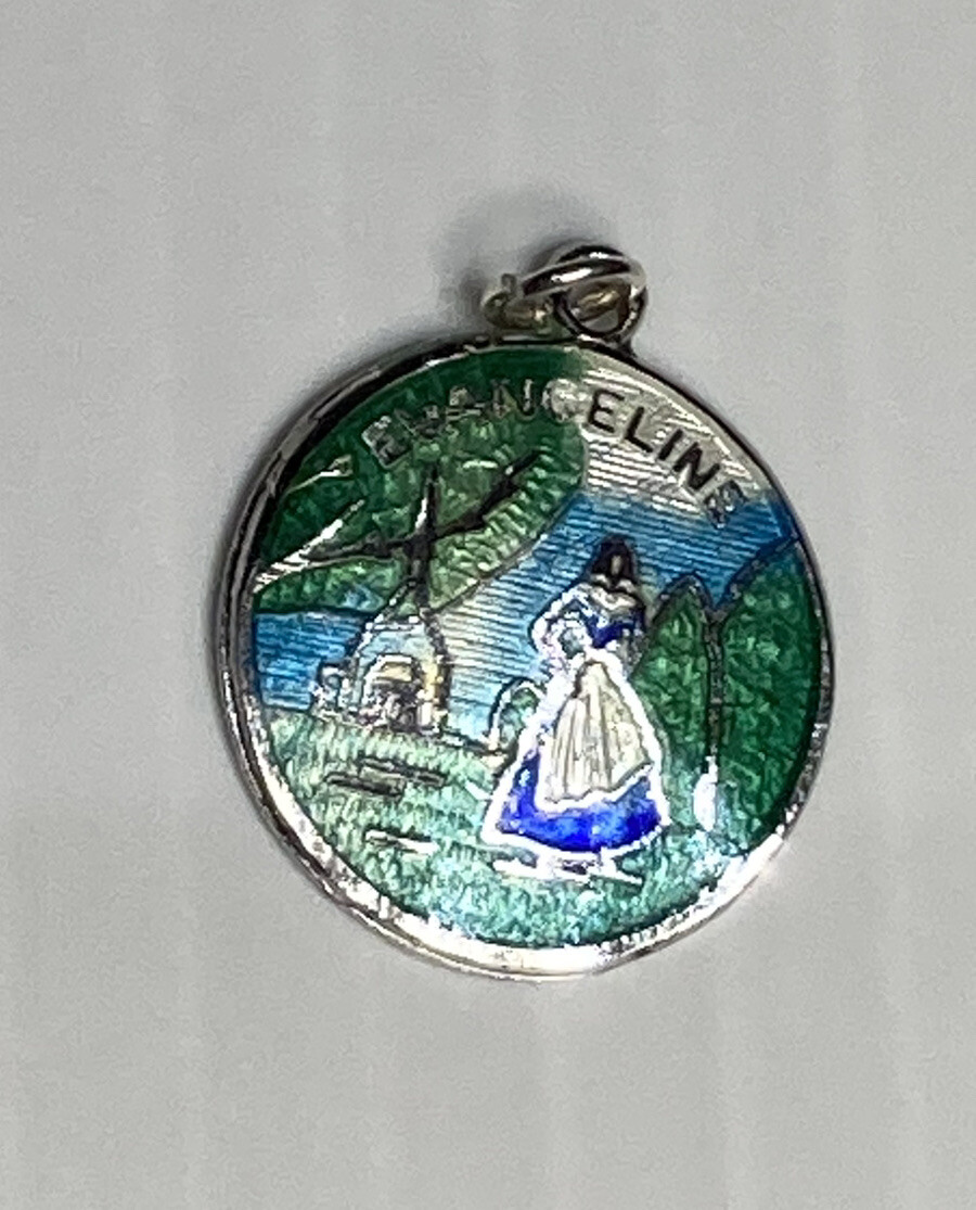 Vintage Sterling Silver Enameled Collectible Souvenir Evangeline Bracelet Charm