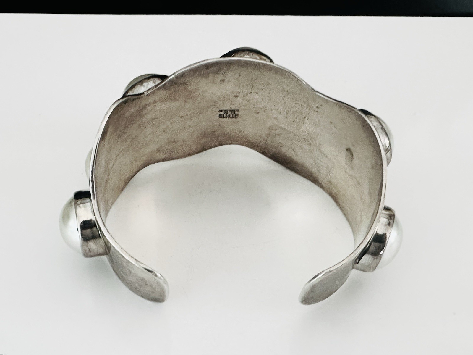 Mexico Southwest Sterling Silver Bracelet Pearl 925 Vintage Signed Modernist 77g