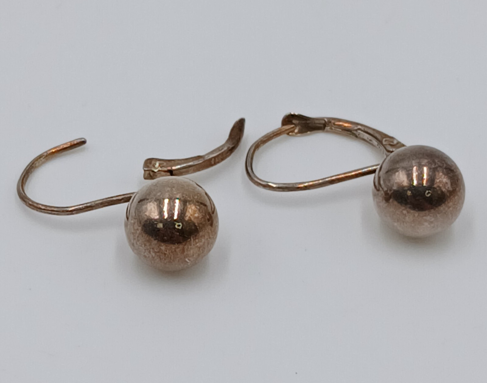 VTG 925 Ball Drop 8mm Earrings Sterling Silver 1.87g Lever Back Polished Dangle