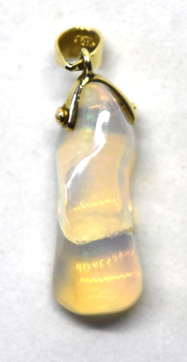 14K Yellow Gold and Natural Opal Pendant