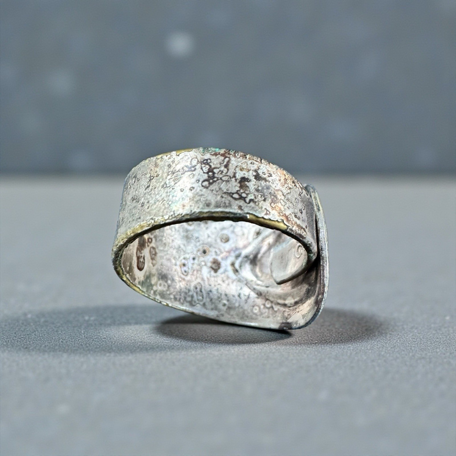 Vintage Oneida Gerber Baby Spoon Ring Heavy Patina Engraved 1981 Silver Size 8