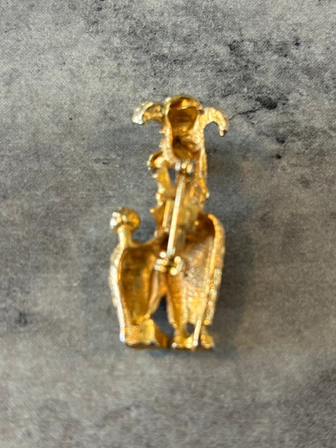 Vintage Dog Brooch Pin Gold Tone