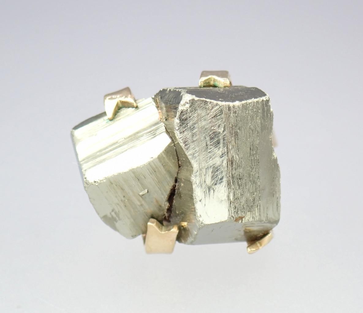 Amazing Vintage 1970s Brutalist Modernist 9K Gold Pyrite Cocktail Ring 1971 7.25