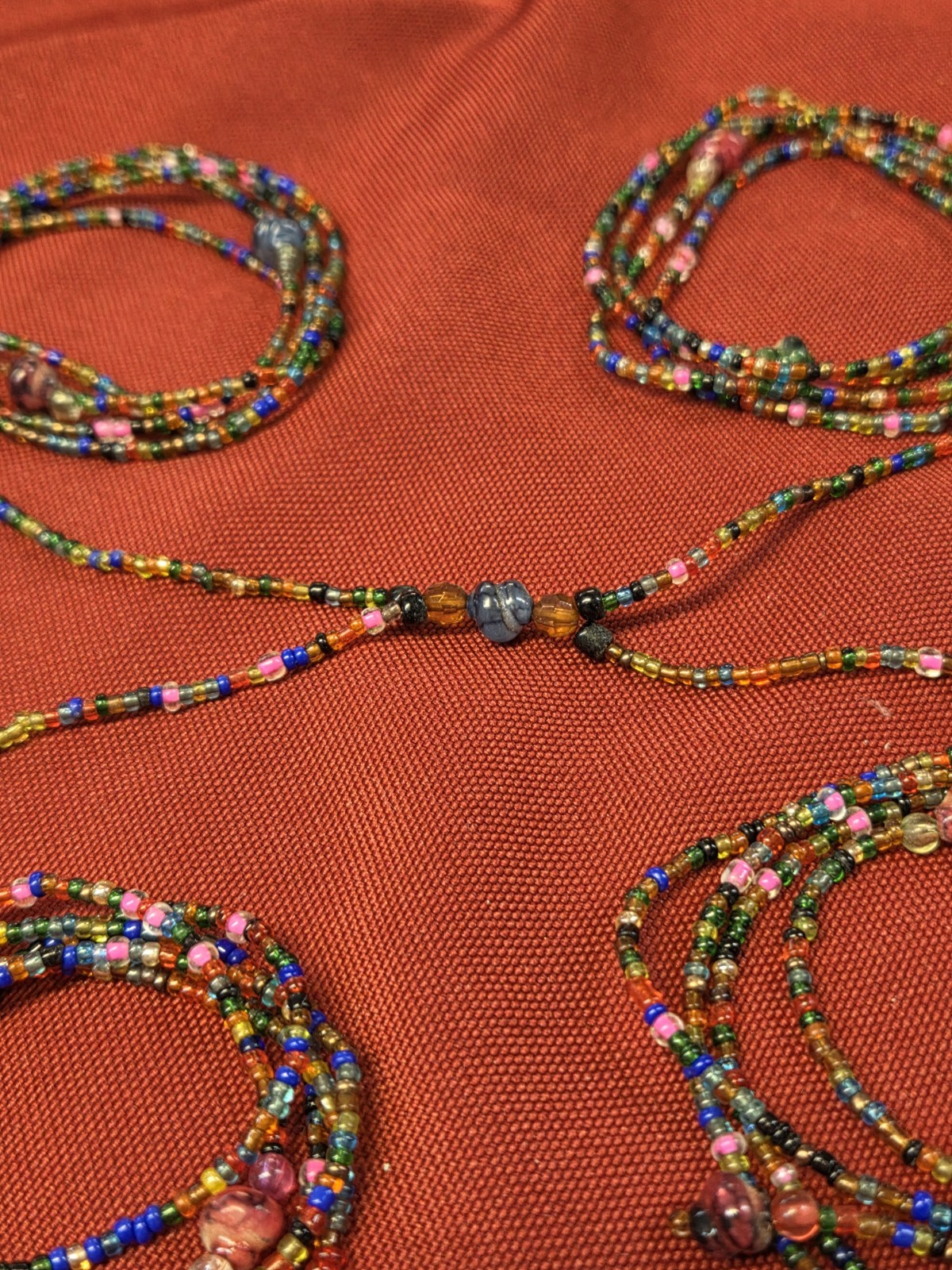 Vintage Multi-Strand Seed Bead Necklace 4 Strand Wrap Boho Tribal Glass Beads…