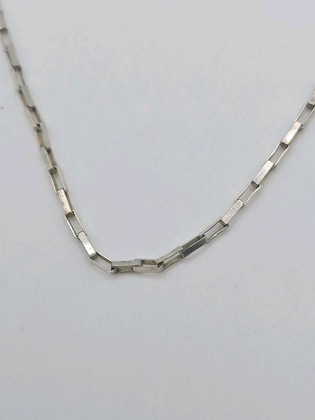 Vintage Sterling Silver 925 Rectangular Link Chain Necklace 18″ 2.8g