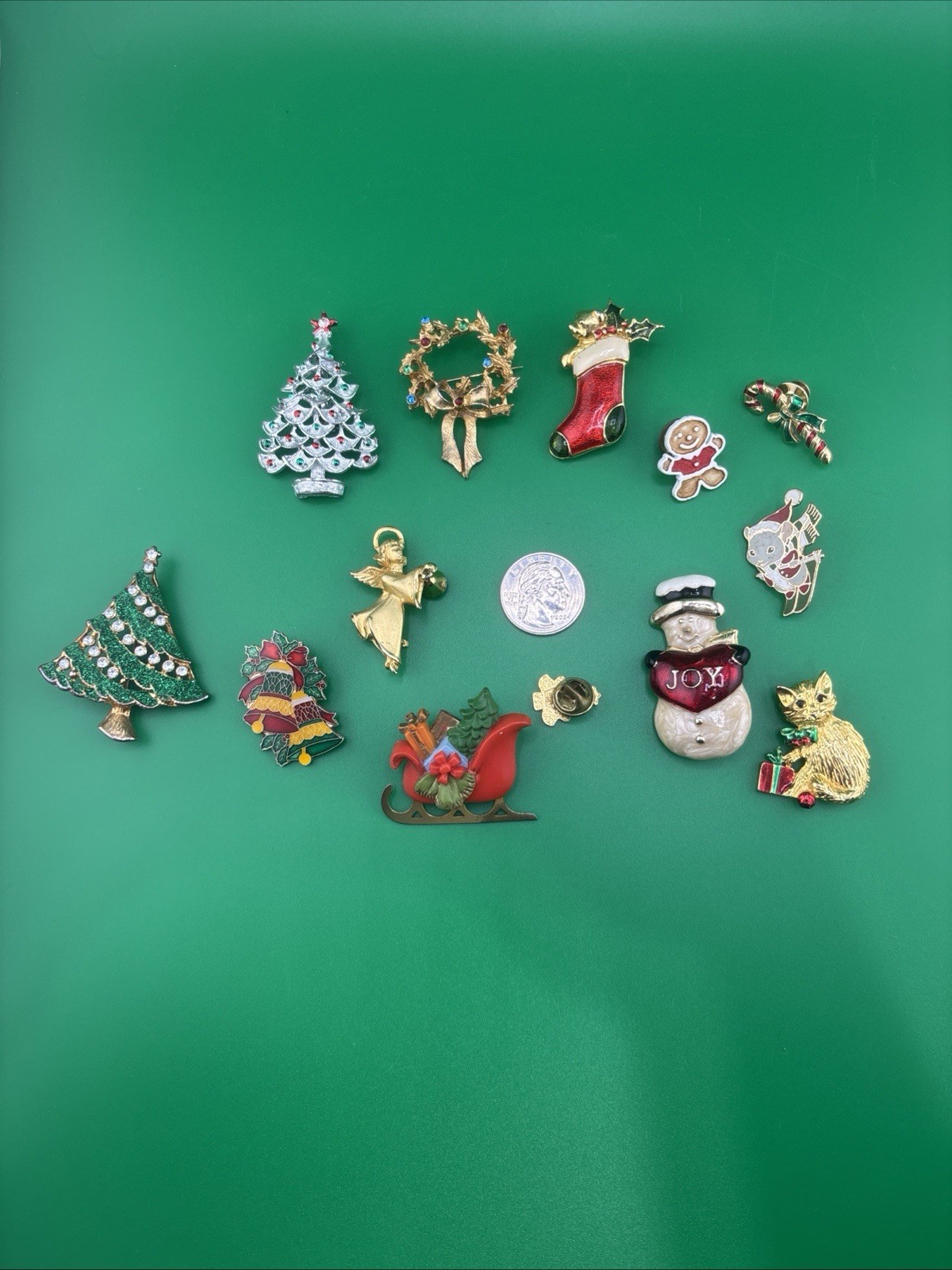 Lot of Holiday Christmas Brooches & Pins Vintage Collection – 13 Total